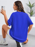 Plus size cotton blend round neck printed oversized T-shirt by LEOTUDE, ideal for casual wear