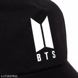 Cotton BTS baseball cap with embroidered design and LED white band for men and boys, featuring Korean pop culture theme