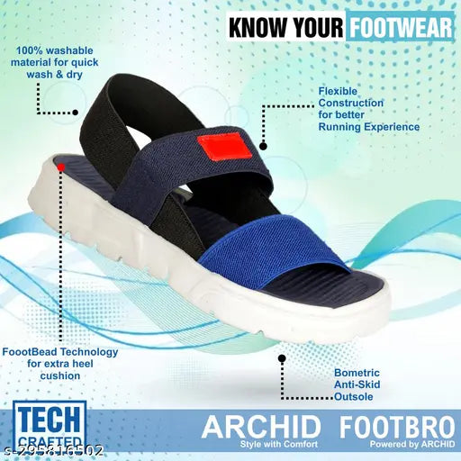 Stylish and lightweight Velcro sports sandals for boys (pack of 2). Durable acrylic sole and EVA material. Ideal for daily wear and outdoor activities. Trendy and comfortable slippers that are easy to clean. Perfect for kids aged 5-16 years old, made in India