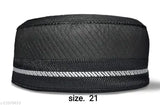 Black cotton traditional Islamic prayer topi, self-designed with cross lines, comfortable and washable