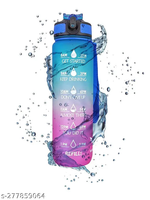 Motivational quote 32 oz water bottle with unique inspiration, leakproof, BPA-free silicone sipper for gym, office, sports. Durable design with buckle handle and humanized flip-top lid. Perfect for travel, hiking, or any indoor/outdoor activities. Made of crystal clear co-polyester plastic