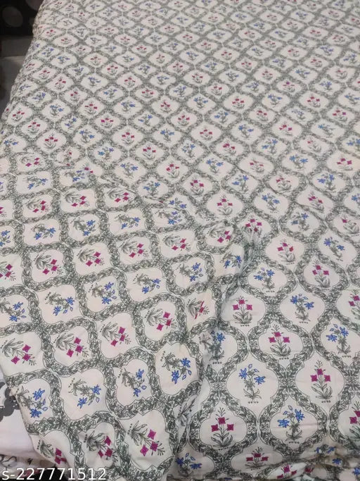 Reversible Jaipuri rajai single 60*90 cotton winter quilt, soft, cozy, breathable, hand-crafted in India