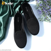 Stylish canvas bellies with memory foam, lightweight and breathable women's ballerinas in solid pattern - India origin