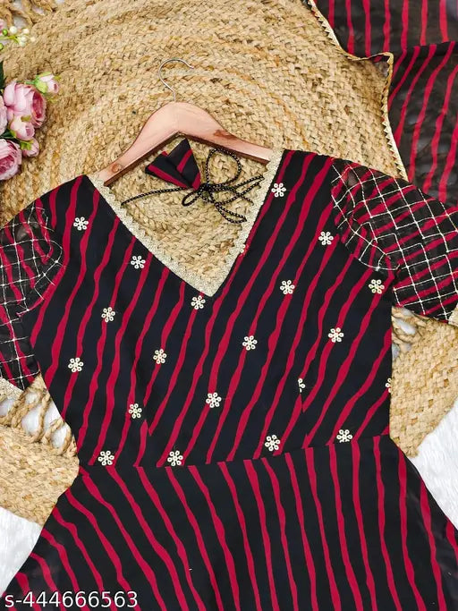 Dyed/washed Georgette Anarkali gown with dupatta, solid fox embroidery work on India-made maxi dress and dupatta