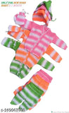 Wool striped newborn winter sweater set: 4-piece combo with sweater, payjama, cap, and booties, ideal for 0-3 months