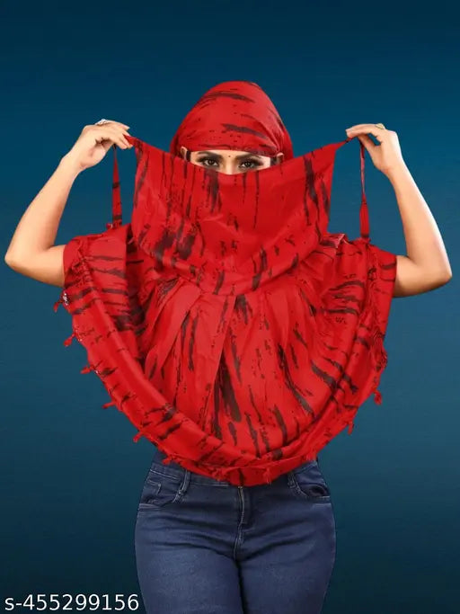 Pure cotton women's scarf with full face cover, summer protection, Bandhani print. Double layer protection against sun and pollution. Easy-to-carry, adjustable, and ready-to-wear