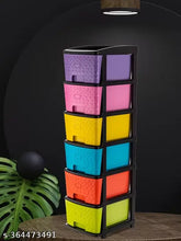 Multicolor plastic drawer organizer for storage of clothes, books, shoes, toys, socks, files etc. 6xL size on shelf