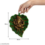 Green brass Ganesh Idol, decorative religious wall hanging, 75 INCH SIZE, home & office Feng Shui, Vastu Sculpture Art Figurine
