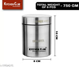 Stainless Steel 6-piece spice box set for home kitchen, airtight lids keep contents fresh and easily identifiable