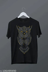 Cotton owl print men's t-shirt, short sleeves, available in S-XXXL. On model wearing XL size