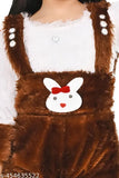 Brown woolen jumpsuit with matching hat for girls (12-18 months), soft and fluffy winter clothing