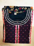 Embroidered Kalamkari rayon Anarkali kurta with gotta lace, Indian traditional women's fashion for events and parties