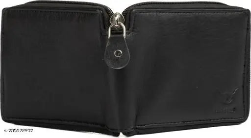 Textured faux leather bi-fold wallet, men and women's slim stylish accessory, 2 compartments, free size
