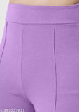Solid cotton blend women's high-waisted bellbottom trouser combo (3pc) - striped palazzo style with classic, nostalgic flair