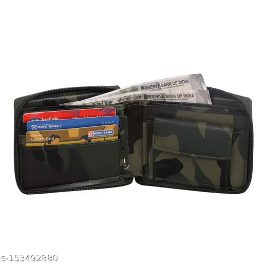 Camouflage faux leather mens wallet, printed net design, free size (11cm x 2cm), Libyaa Army brand