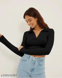Long-sleeve cotton solid color t-shirt, available in sizes S, L, XL. Made in India