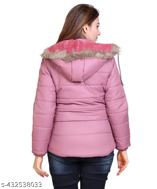 Nylon women's jacket with long sleeves, solid design, size XXL (46in bust, 29in length, 25in waist, 25in hip, 18in shoulder), fashionable Indian-made coat