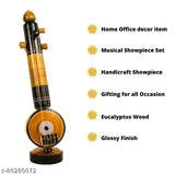 Handcrafted wooden Rajasthani Veena combo pack 2, premium decor for living room or study table, symbolizing wisdom and knowledge