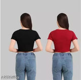 Blessed printed cotton blend crop top combo (2 pack), stylish for women, perfect Raksha Bandhan gift from India