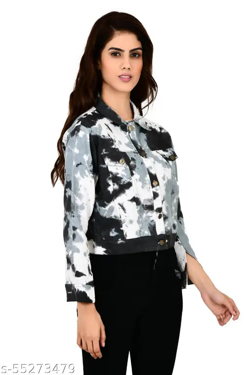 Black tie-dye cotton blend jacket by 69 Fashion Street, eco-friendly and trendy