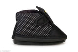 Polka print textile and PVC baby shoes, velcro fastening for infants and toddlers, music-enabled casual boots