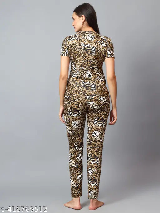 Trendy printed cotton-silk night suits for women and girls, featuring comfortable and stylish sleepwear with eye-catching prints. Soft, breathable, and easy to move in