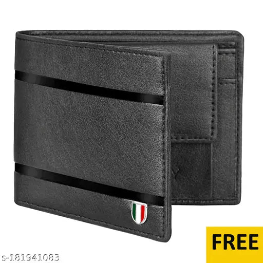 Black panther faux leather wallet, 5-compartment design, free card holder included