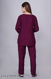 Women's rayon printed wine night suit, soft, breathable, and lightweight pyjamas set