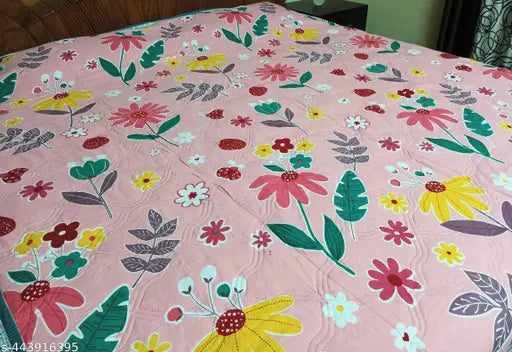 Reversible cotton dohar, floral print, double bed quilted, lightweight & breathable for AC room