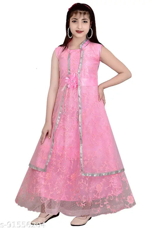 Grey net princess dress for girls, inspired by latest trends