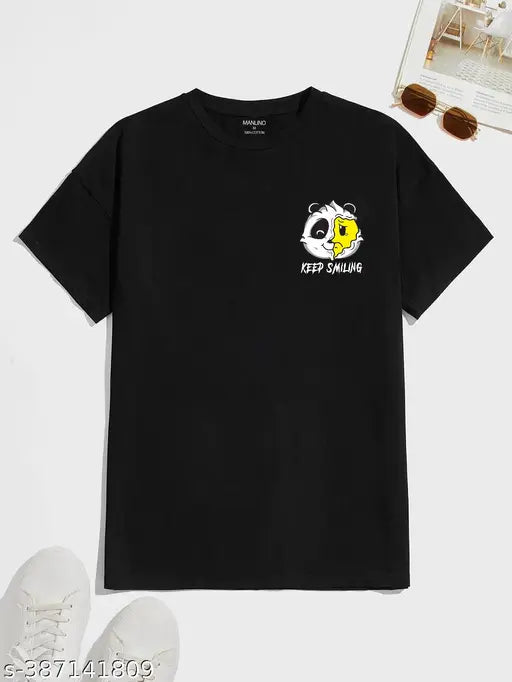 Benny Brooks Men's black cotton-blend half sleeve graphic printed T-shirt - contemporary style and comfort for fashion-forward men (India)
