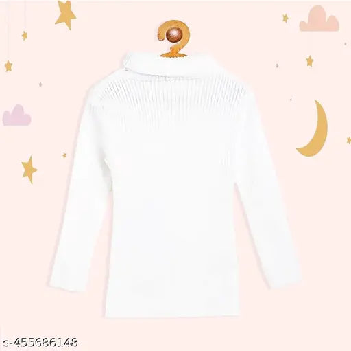 Soft cotton high neck sweater combo for kids in pink, white, black - ideal for winter months