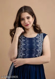 Sleeveless embroidered viscose rayon kurta with naiyra cut, Indian women's fashion