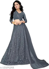 Indian net embroidered lehenga-choli set & dupatta, semi-stitched for weddings, country of origin: India