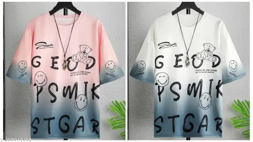 Elegant polyester men's t-shirts with printed designs, short sleeves, sizes S-XL