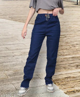Dark blue stretchable premium denim jogger jeans for women (40, 42, 44, 46), Indian manufacturer, high waist, ankle length