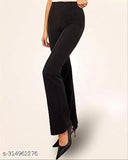 Classy women's bootcut trousers, stretchable yoga pants in solid color, polyester & spandex, India