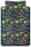 Blue floral cotton superfine flat sheet, ideal for summer adult use, one pillow cover included, made in India