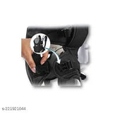 Adjustable black-cream kidsify baby bag, polyester dyed/washed design with safety belt, front carry facing out position