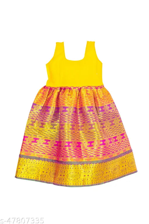 Art Silk Lehenga Choli with waist belt, Indian traditional attire in leheriya pattern for girls aged 0-8 years