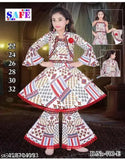 Stylish festive print cotton blend kurti sharara set for baby girls, 6 months - 11 years