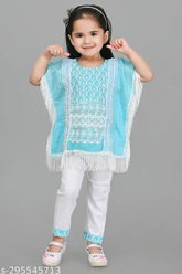 Embroidered cotton blend kaftan for kids aged 9-24 months, originating from India