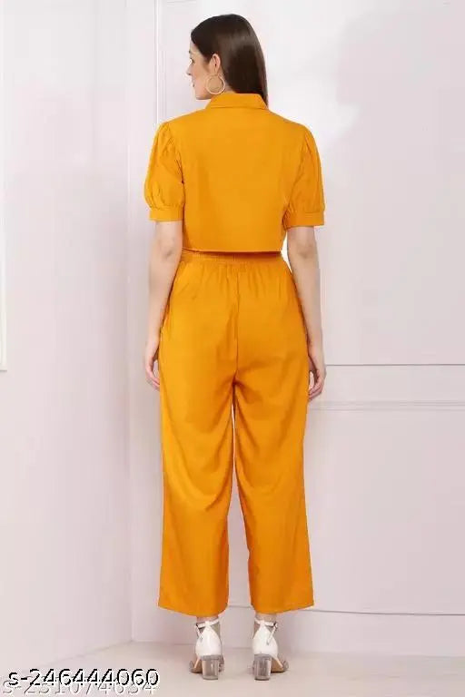 Crepe, three-quarter sleeve solid women's jumpsuit (S: 32-28-50in, M: 34-30-50in), Indian fashion