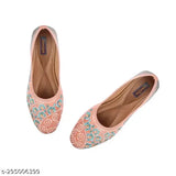 Synthetic printed belly embroidery with closed back, Indian ballerina design for sizes IND-5 to IND-9