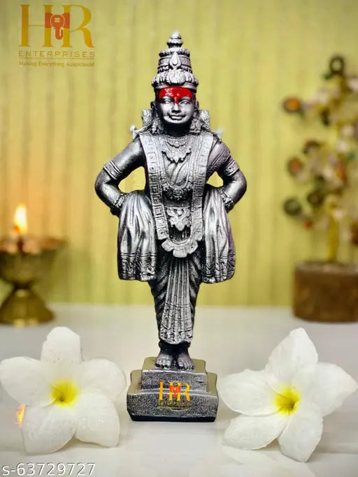 HR Enterprises VR 101 Black Poly Resin Vitthal Rukmini Statue - Premium quality home decor idol of God