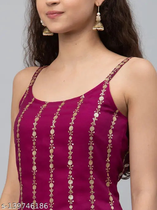 Embellished georgette kurta with sharara, single item in sizes XS-XXL, features fox georgette and sequence work on top, santoon attached bottom - Indian traditional wear