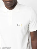 Men's white collar half sleeve cotton blend T-shirt, breathable fabric, workout & casual wear - L to 5XL, India