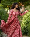 IKKAT printed georgette gown-style kurta, long sleeves, digital printed heavy American crêpe full lining. Exclusive designer one piece in various sizes: S-6XL. Pure georgette Indian-made fashion for every shape and size