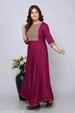 Viscose rayon anarkali kurta for women's festive party wear and casual occasions, solid pattern in multiple sizes