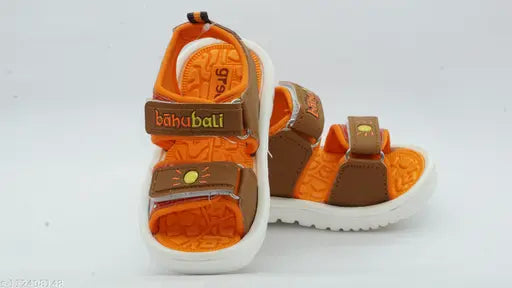 Tan orange and green limited edition Chhota Bheem patent leather sandals for kids, ideal for 12 months to 10 years